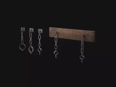 Shackles 3D Model chain hanging from wall Low-poly 3D model
