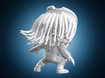 Predator Action Pose Chibi Style 3D print model