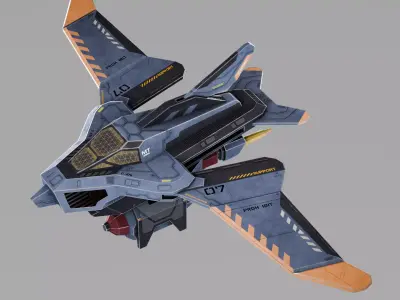 Game-Ready Spaceship with low poly count Low-poly 3D model