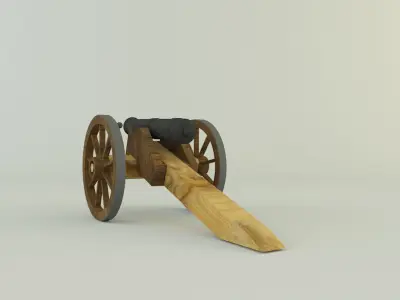 9-5mm cannon gun Low-poly 3D model