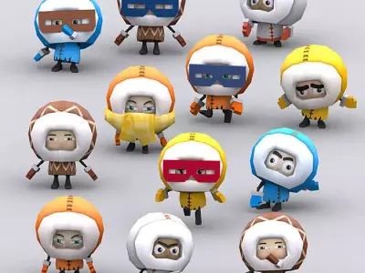 3DRT - Eskimo vs Penguins Low-poly 3D model