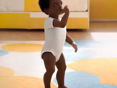 One Year Old Black Boy in Bodysuit Rigged for Maya 3D model purchase