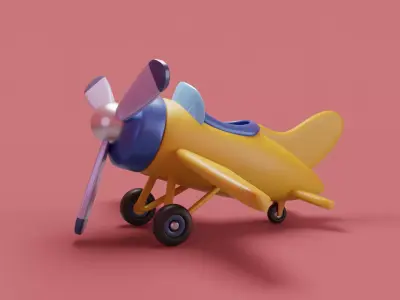 Cartoon stylized airplane Low-poly 3D model