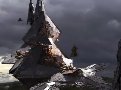 RA Gods City Floating Pyramids Kitbash 6 3D model