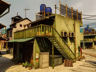 ASIAN URBAN BUILDING HONGKONG 05 Low-poly 3D model