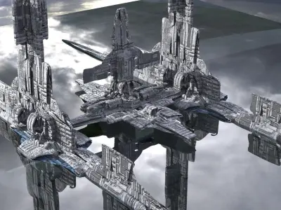 Unique Sci-Fi Tower Design 2 and 3 3D model