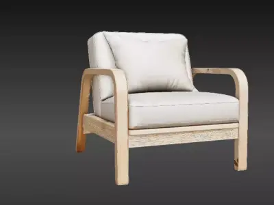 Wooden Armchair 3D Model  Modern Furniture Game  Render Ready  Free 3D model