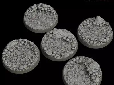 LegendGames 40mm round Skull and Cracked Earth figure bases 3D print model