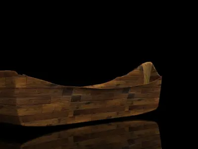 wood boat  Low-poly  3D model