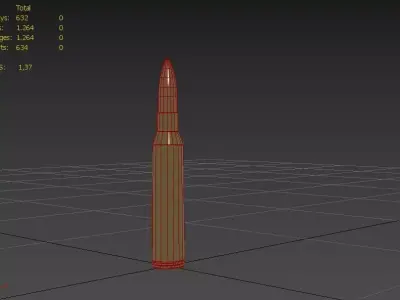 338 Lapua Magnum Ammo Low-poly 3D model