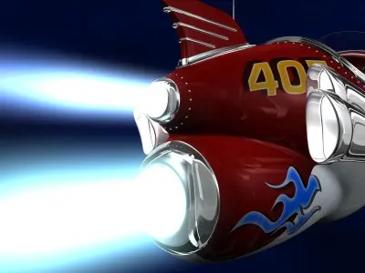 Cartoon spaceship in 3D format 3D model