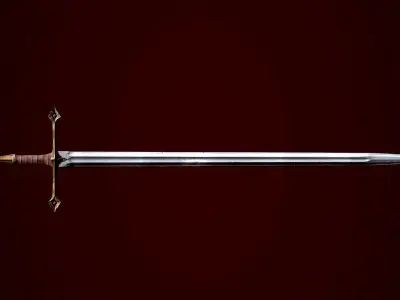 Long sword Low-poly 3D model