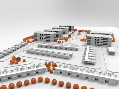residential area urban planning project Low-poly 3D model