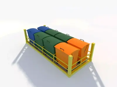 Container with Dumpsters for Cargo Ships Low-poly 3D model