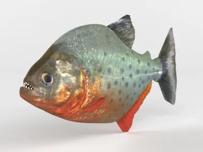 Piranha model thresher fish 3D model