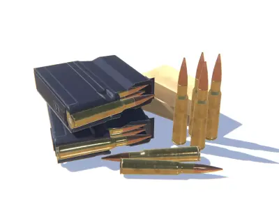 50BMG Ammo Pack Low-poly 3D model