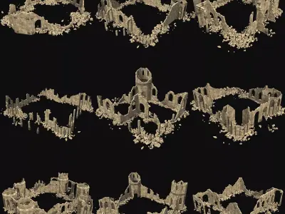 ARABIC CHURCH RUINED RUIN DESERT TEMPLE CASTLE AAA COLLECTION Low-poly 3D model