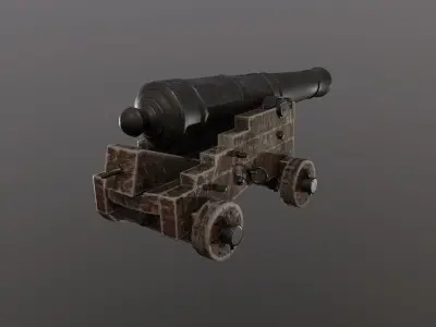 24-pounder naval cannon Low-poly 3D model
