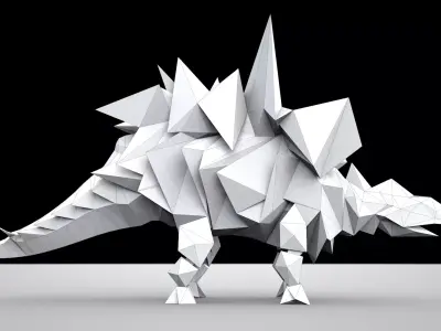 Origami Stegosaurus  Low-poly 3D model
