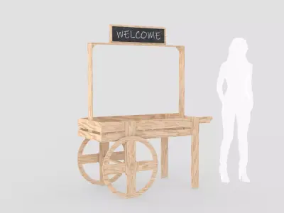 Wooden Vendor Cart 3D model