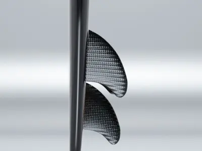 Wooden Surfboard with Carbon Fibre Fins Low-poly 3D model