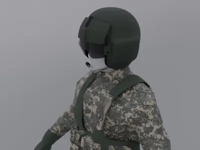Black Hawk Helicopter Pilot Low-poly 3D model