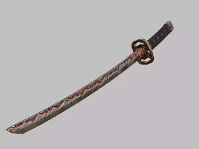 Low Poly Bloodforge Katana - Fantasy Weapon - Game Ready PBR Low-poly 3D model