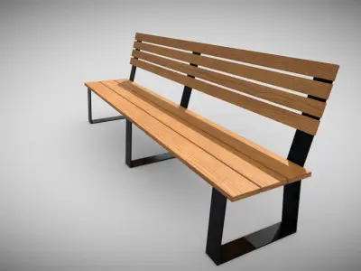 Modern Outdoor Bench  Low-poly 3D model