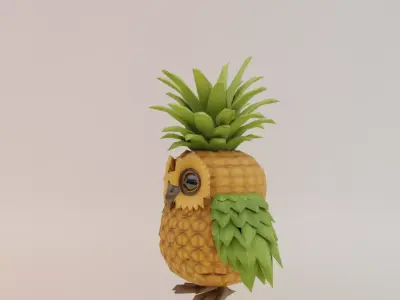 Ananasita Owlita Italian brainrot Low Poly Character Low-poly 3D model