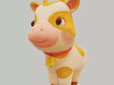 lowpoly cow animal crossing Low-poly 3D model