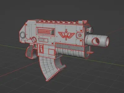 Boltgun gun from warhammer universe Low-poly 3D model
