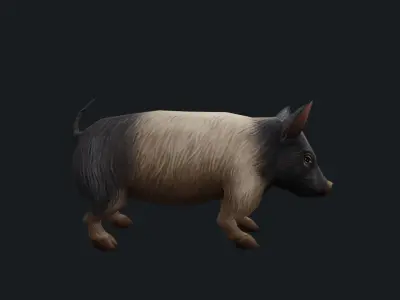 animated pig Low-poly 3D model