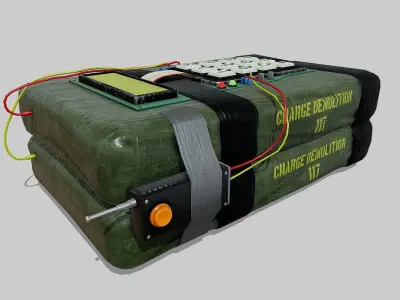 C4 explosive device Low-poly 3D model