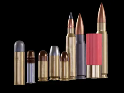 Bullets Pack 1 - Mixed Caliber Ammo Free low-poly 3D model