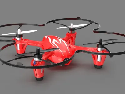 Hubsan X4 H107C Red Propeller Guard Low-poly 3D model