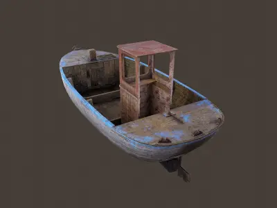 Fishing Boat Low-poly 3D model