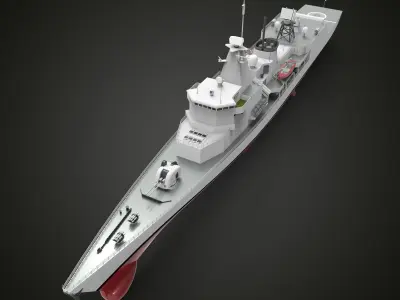 Frigate Ship Low-poly 3D model