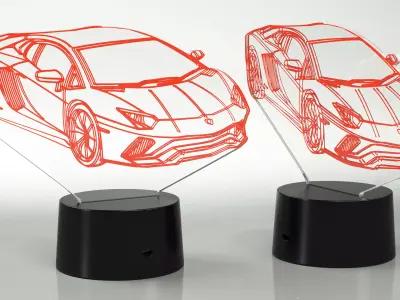 Hologram Lamp with Sport Car Red 3D model