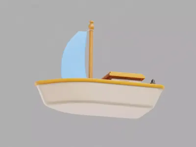 Yacht Cartoon Low-poly 3D model
