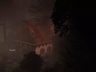 3d modelling of a medieval house in a jungle Low-poly 3D model