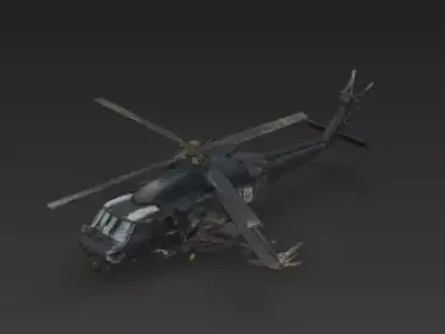 Downed Special Ops Transport Helicopter 3D Model Low-poly 3D model