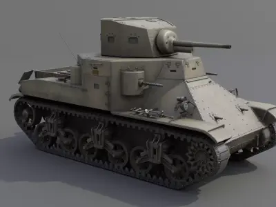 M2A1 Medium Tank Low-poly 3D model