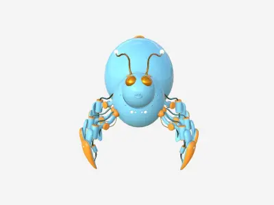 Cute Robot E07 Blue Orange - SciFi Character Design Low-poly 3D model