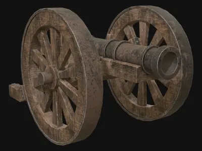 Old Cannon 1 Low-poly 3D model