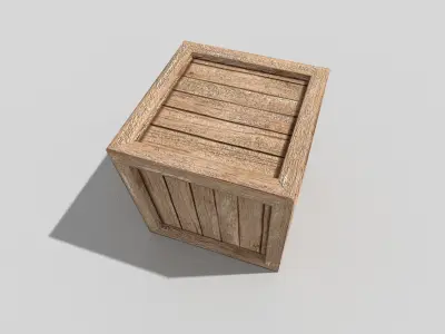 low poly wooden box Low-poly 3D model