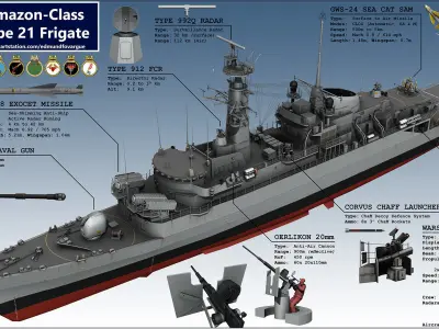 Amazon-Class Type 21 Frigate Low-poly 3D model