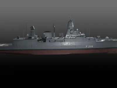 Germa Sachsen class Frigate game ready Low-poly 3D model