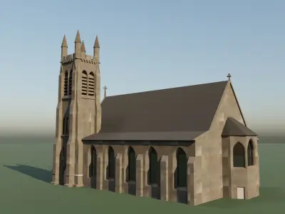 Scottish Church - Game Ready Free low-poly 3D model