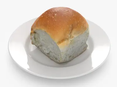 Soft Dinner Roll On Plate 3D model