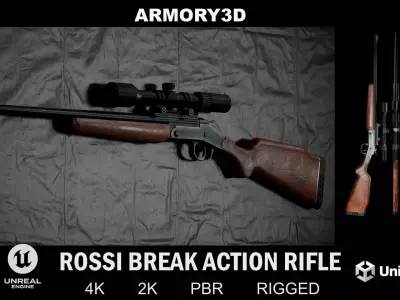 GAME READY ROSSI SINGLE SHOT RIFLE PBR RIGGED Low-poly 3D model
